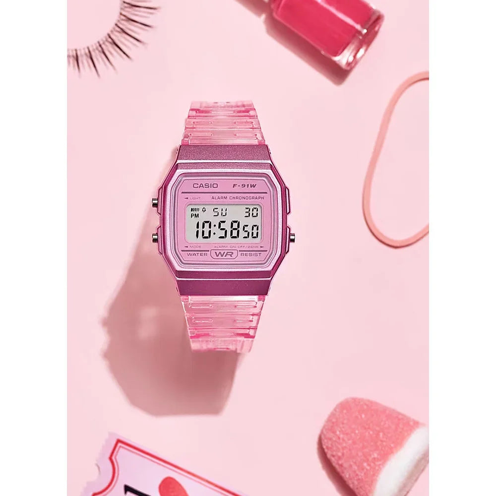 RELOJ CASIO DIGITAL RETRO F91 ROSA