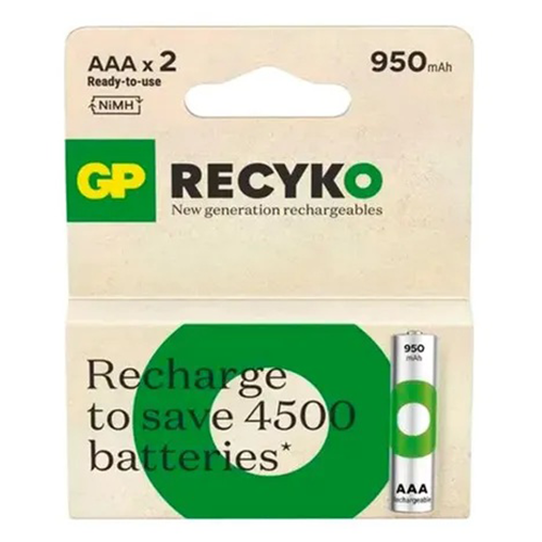 BATERÍAS RECARGABLES GP RECYKO AAA (950 MAH) - PAQUETE DE 2